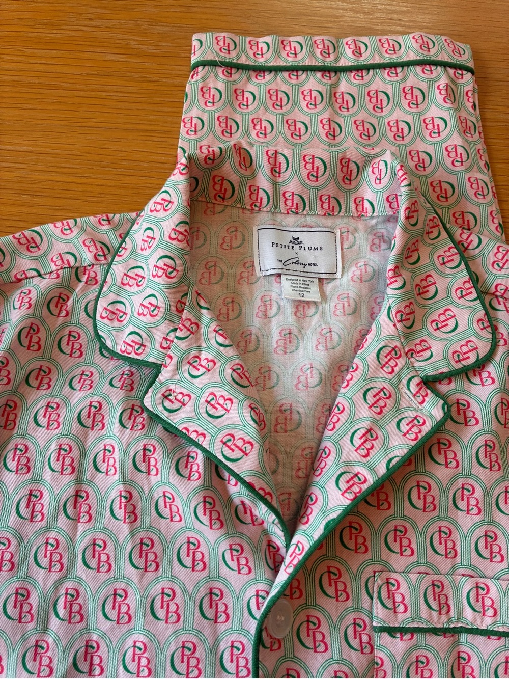 Petite Plume-The Colony Hotel-Pink and Green-Girls-Pajama-Set-12 - Picture 2 of 14